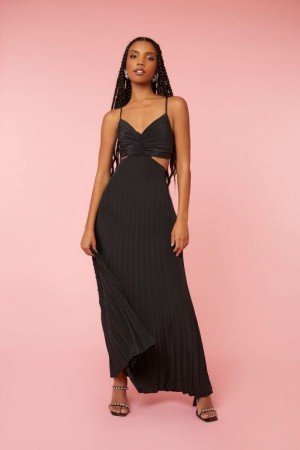 Vestido Forever 21 Plisado Cutout Maxi Mujer Negras | eNbwDiZniSO