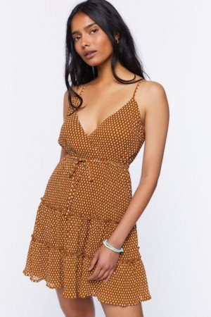 Vestido Forever 21 Polka Dot Mini Cami Mujer Marrones Creme | UycuusuB0Wm