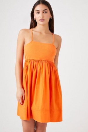 Vestido Forever 21 Poplin Babydoll Mini Mujer Naranjas | xa8yiANUTjN