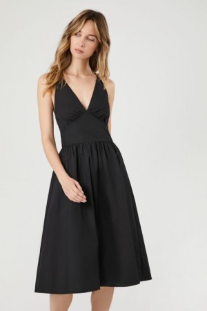 Vestido Forever 21 Poplin Halter Midi Mujer Negras | acJdfTkDqoQ