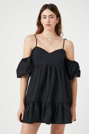 Vestido Forever 21 Poplin Off The Shoulder Mini Mujer Negras | PUq8pmi8zIz