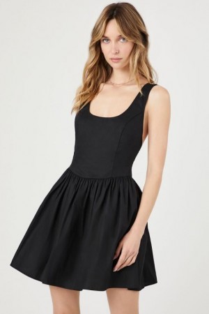 Vestido Forever 21 Poplin Tie Back A Line Mini Mujer Negras | pQP97oxqRHr