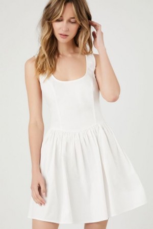 Vestido Forever 21 Poplin Tie Back A Line Mini Mujer Blancas | aL6BILFlvmr