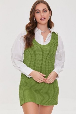 Vestido Forever 21 Purl Knit Mini Mujer Verde Claro | GEgRfLy8lOl