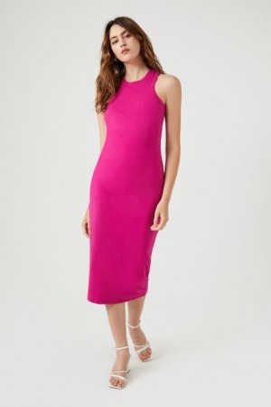 Vestido Forever 21 Racerback Bodycon Midi Mujer Fucsia | 49bqMW4xxh5