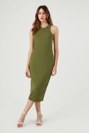 Vestido Forever 21 Racerback Bodycon Midi Mujer Verde Oliva | F8wSLAehNrN