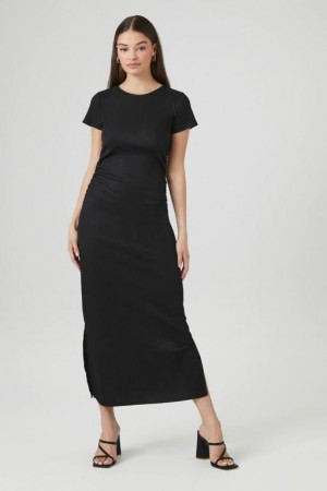 Vestido Forever 21 Ruched Maxi T Shirt Mujer Negras | cht9Tp1VWhU