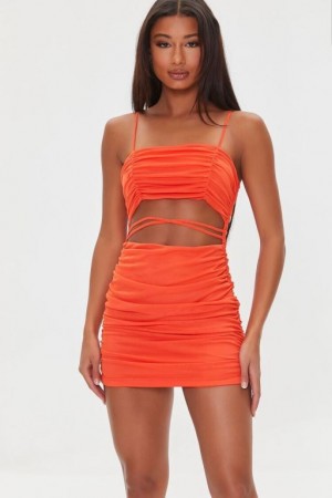 Vestido Forever 21 Ruched Mesh Bodycon Mini Mujer Fiesta | VuZnLNPUoN2