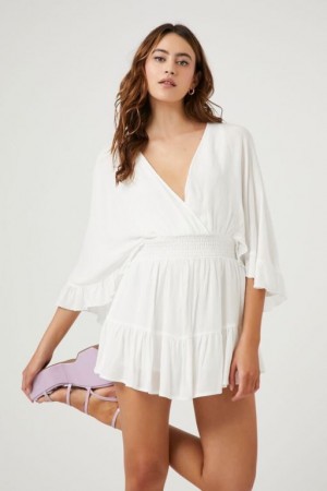 Vestido Forever 21 Ruffle Bell Sleeve Mini Mujer Blancas | a3hJe4tzOG3