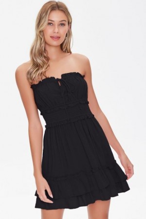 Vestido Forever 21 Ruffle Trim Mini Mujer Negras | XB1XKyPfmyg