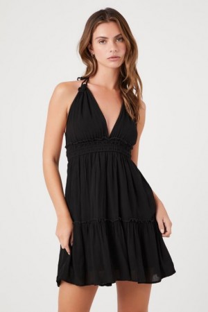 Vestido Forever 21 Ruffled Halter Mini Mujer Negras | vgMnoseR0vY