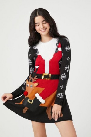 Vestido Forever 21 Santa Amp Reindeer Holiday Mini Mujer Negras Multicolor | rNZs1G4CMTE