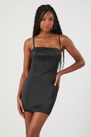 Vestido Forever 21 Satin Cami Bodycon Mini Mujer Negras | FMki3AdgP6P