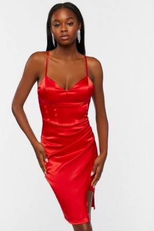 Vestido Forever 21 Satin Corset Mini Mujer Rojas | 09psgGYaVKY