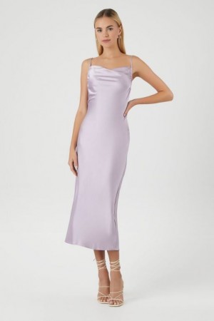 Vestido Forever 21 Satin Cowl Midi Slip Mujer Wisteria | G5Yl9x0Xnde