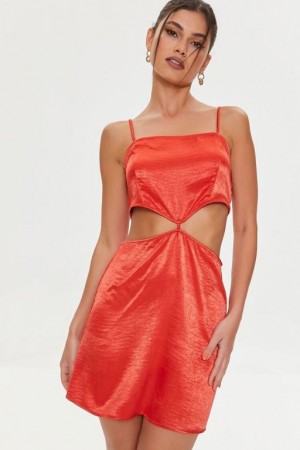 Vestido Forever 21 Satin Cutout Mini Mujer Rojas | 0ZUTMFFBhCl