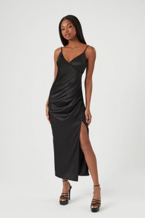 Vestido Forever 21 Satin Midi Slip Mujer Negras | vtDqtA3ai51