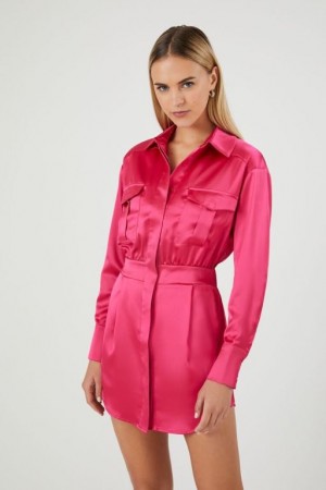 Vestido Forever 21 Satin Mini Mujer Fucsia | M3s3O3JwFW8