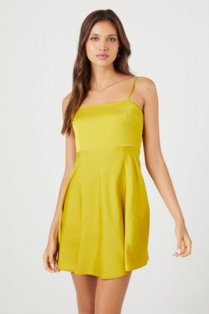 Vestido Forever 21 Satin Slip Mini Mujer Olivine | 9KqNSGeV3FZ