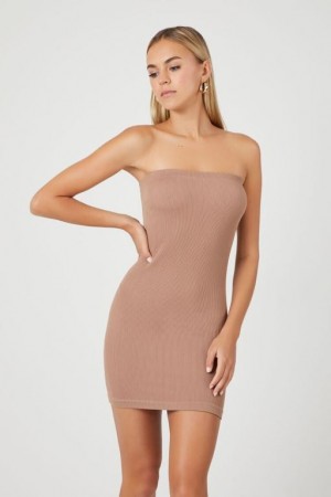 Vestido Forever 21 Seamless Bodycon Tube Mini Mujer Almond | NuLwuRes1dR