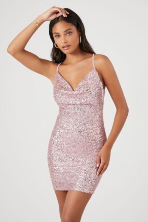 Vestido Forever 21 Sequin Cowl Mini Mujer Rosas | S50coWSOUjs