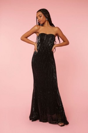 Vestido Forever 21 Sequin Sweetheart Mermaid Gown Mujer Negras | kxS2N3k7LQI