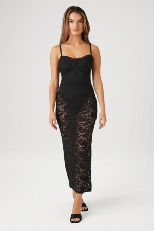 Vestido Forever 21 Sheer Lace Cami Maxi Mujer Negras | gen9LXG7jrw