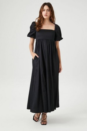 Vestido Forever 21 Square Neck Lace Up Maxi Mujer Negras | 2yCCcpK7yRZ