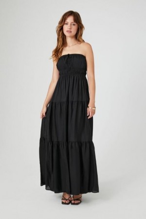 Vestido Forever 21 Strapless Tiered Maxi Mujer Negras | UgvJRC2j6oB