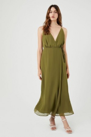 Vestido Forever 21 Surplice Cami Maxi Mujer Verde Oliva | HGs7tnkiVVN