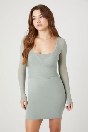 Vestido Forever 21 Surplice Combo Mujer Verde | DTiE467ghre