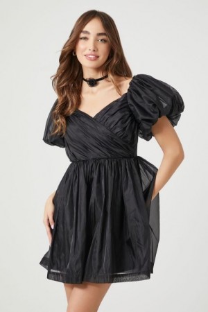 Vestido Forever 21 Sweetheart Chiffon Mini Mujer Negras | EuapVMT7eZs