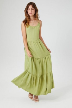 Vestido Forever 21 Tiered Cami Maxi Mujer Verde Oliva | S25LDgOw5nl