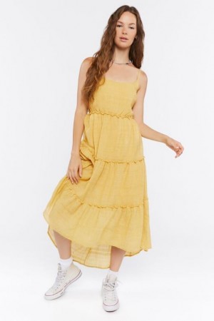 Vestido Forever 21 Tiered Cami Maxi Mujer Amarillo | t7VokbocQaL