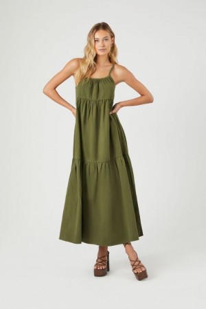 Vestido Forever 21 Tiered Cami Midi Mujer Verde Oliva | rov8XYiHwJ2