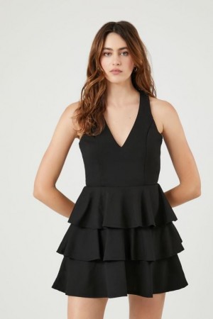 Vestido Forever 21 Tiered Cutout Fit Amp Flare Mujer Negras | 04FZaOFDZUL