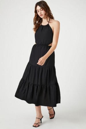 Vestido Forever 21 Tiered Halter Midi Mujer Negras | FKbvzYhb8M5