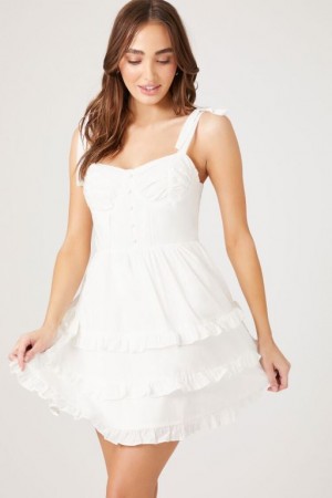 Vestido Forever 21 Tiered Ruffle Bustier Mini Mujer Blancas | tEZh7Z2sXDK