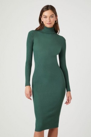 Vestido Forever 21 Turtleneck Bodycon Midi Mujer Verde | kHCY69019KE