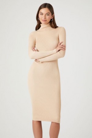 Vestido Forever 21 Turtleneck Bodycon Midi Mujer Gris Marrones | mlqPfpNdUsr