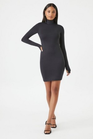 Vestido Forever 21 Turtleneck Contour Mini Mujer Negras | K73b5T8qhfo