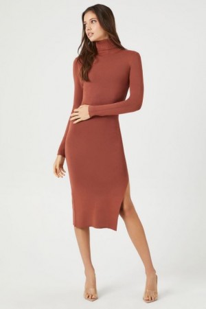 Vestido Forever 21 Turtleneck Midi Mujer Walnut | yjsCThrc9Cg