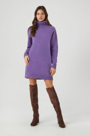 Vestido Forever 21 Turtleneck Mini Mujer Moradas | lJ1jM315puV