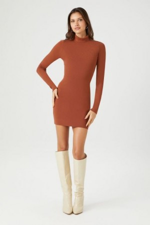 Vestido Forever 21 Turtleneck Mini Mujer Marrones | 4iLhkeMOQxP