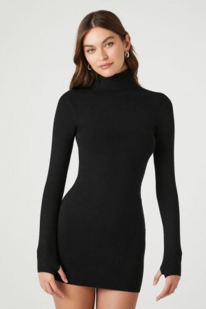 Vestido Forever 21 Turtleneck Mini Mujer Negras | rPZQWj2DAdl