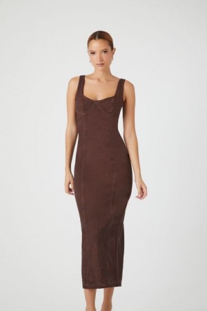 Vestido Forever 21 Twill Bustier Slit Midi Mujer Cappuccino | JhORqakbogY