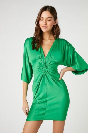 Vestido Forever 21 Twist Front Mini Mujer Verde | moeKNqTA4Hb