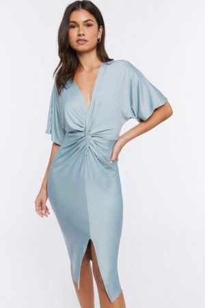 Vestido Forever 21 Twisted Bodycon Midi Mujer Azules Claro | cawB63Z3msR