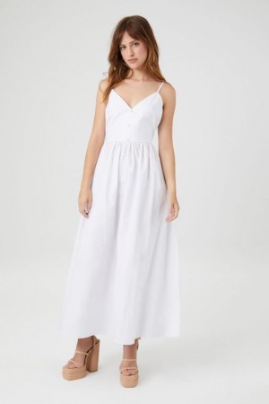 Vestido Forever 21 V Neck Cami Maxi Mujer Blancas | E71z46kxj11