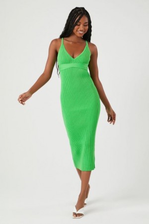 Vestido Forever 21 V Neck Cami Midi Mujer Verde | riY8Sm52954